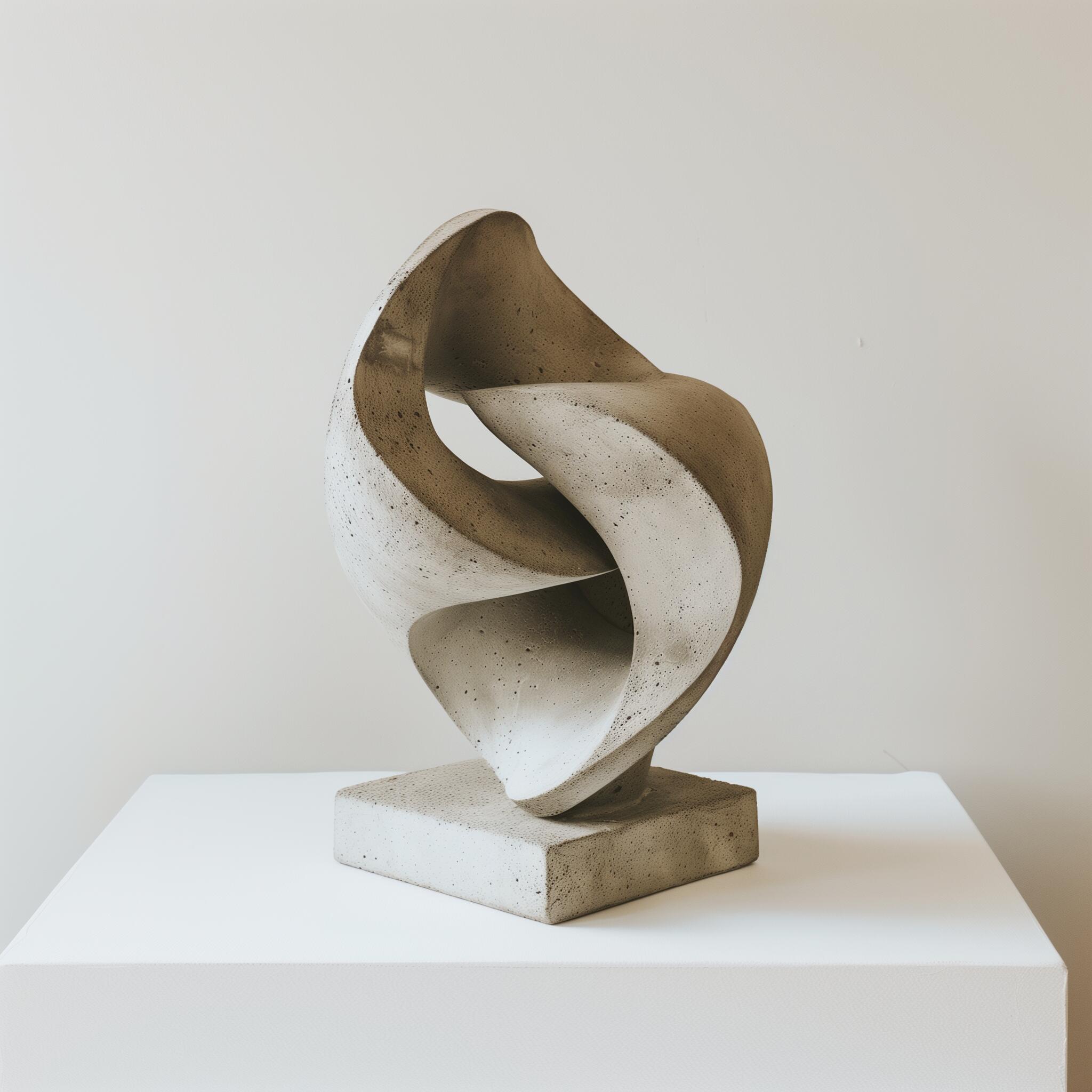 Abstract Flow Concrete Sculpture - Modern Minimalist Art Figurine